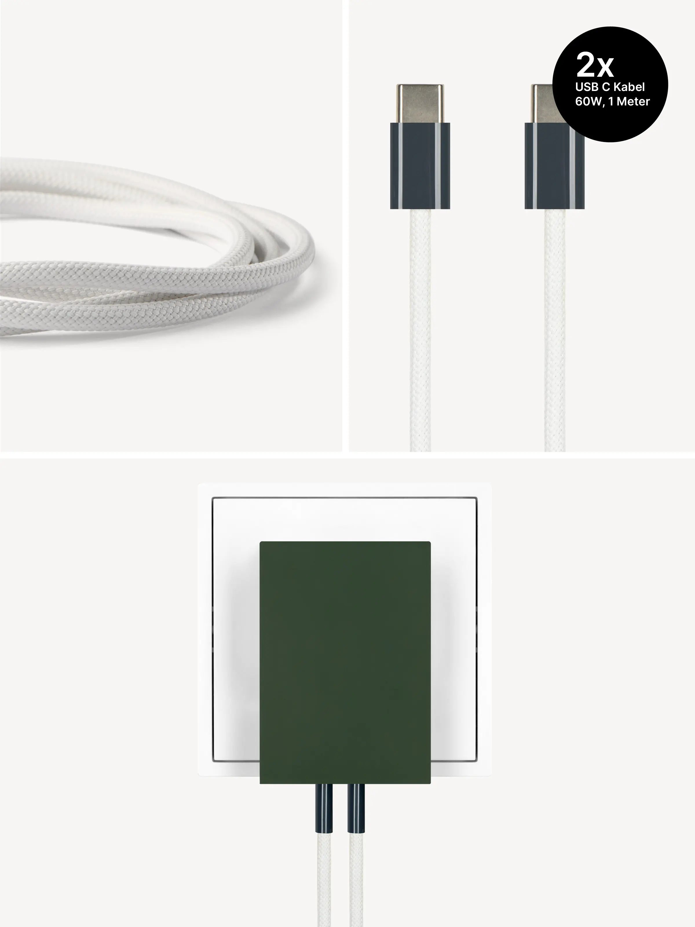 USB-C Ladegerät 65W + 2x USB-C Kabel (Midnight)