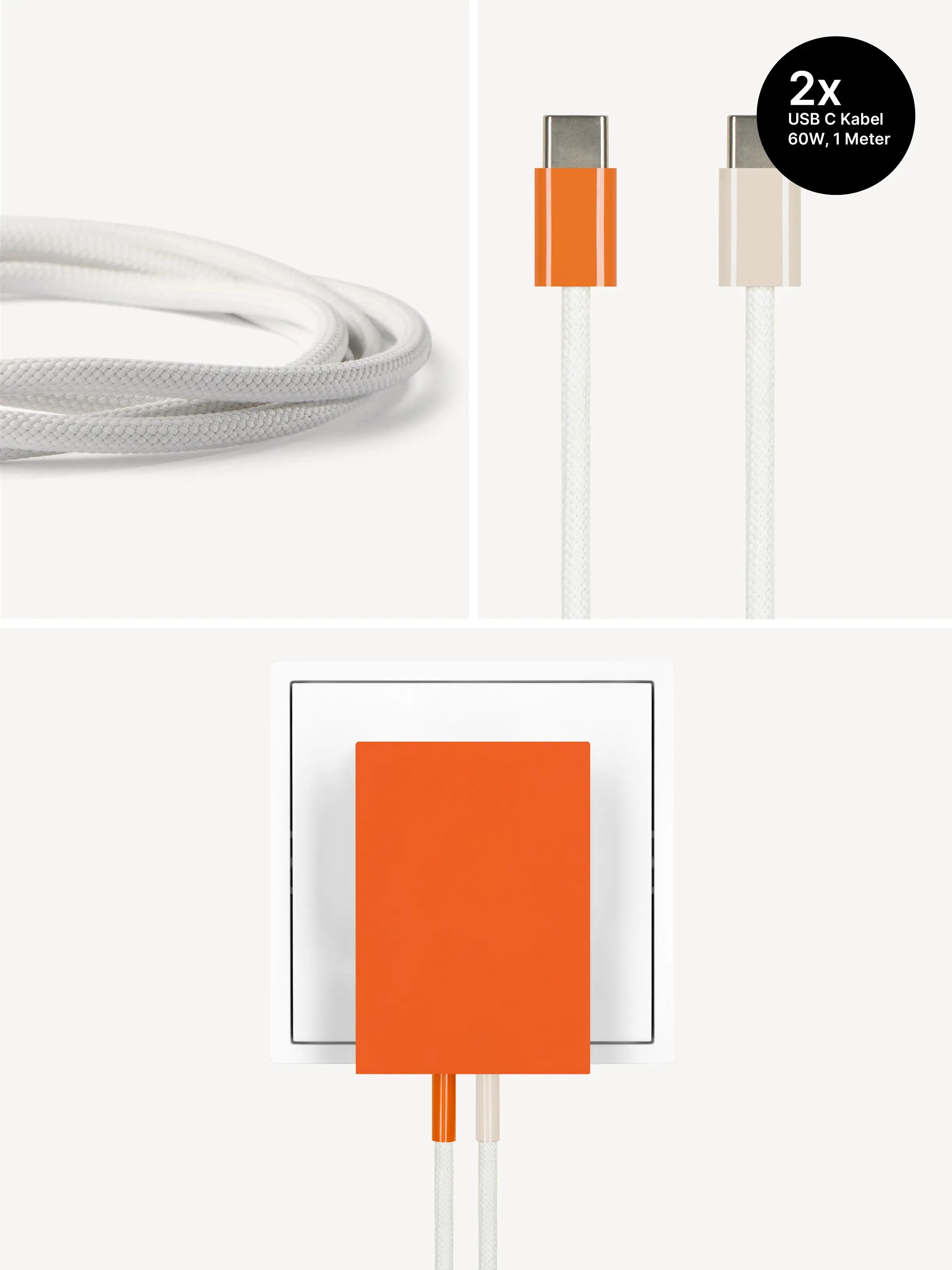 USB-C Ladegerät 65W + 2x USB-C Kabel (Autumn+Dune)