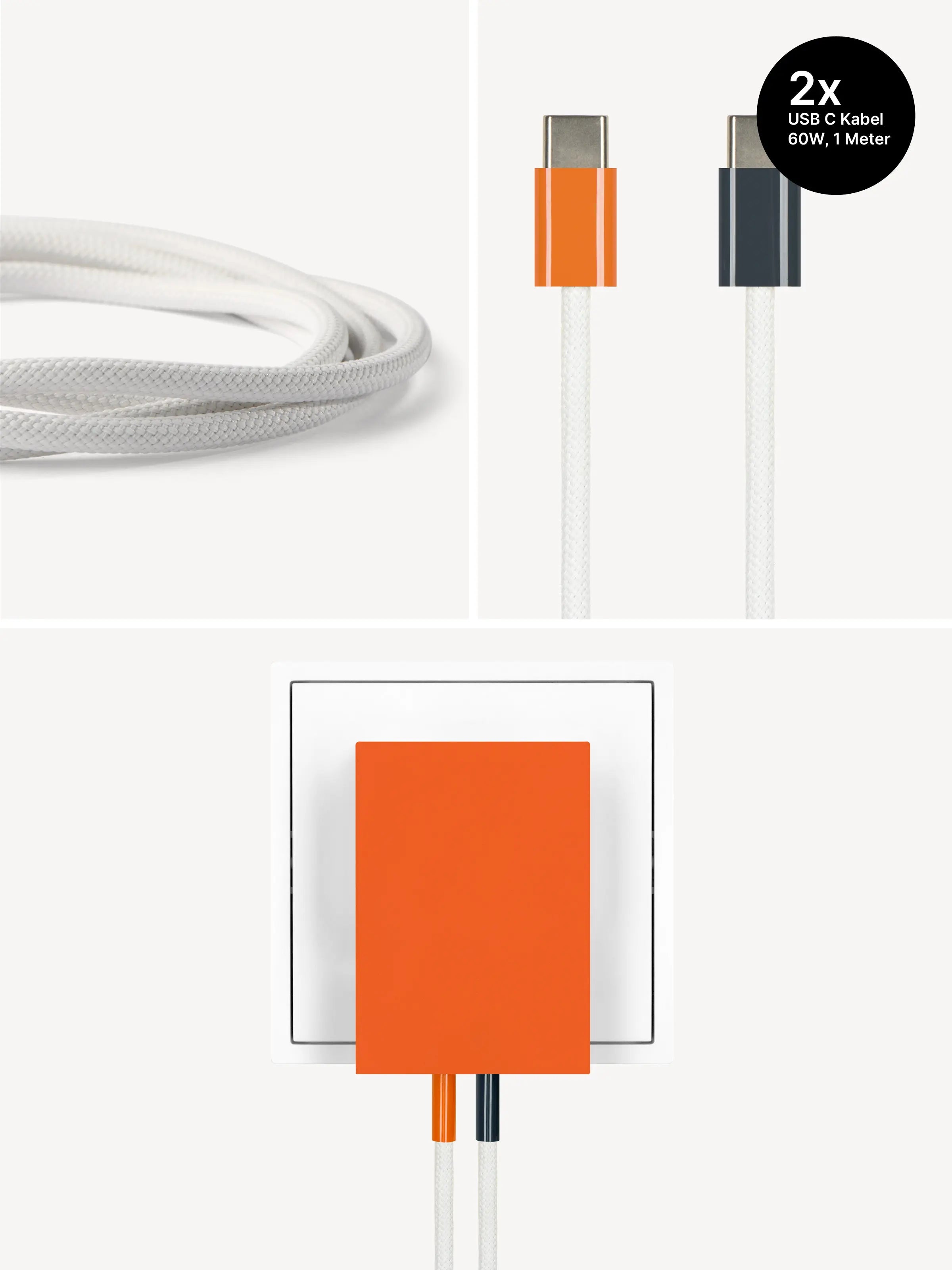 USB-C Ladegerät 65W + 2x USB-C Kabel (Autumn+Midnight)