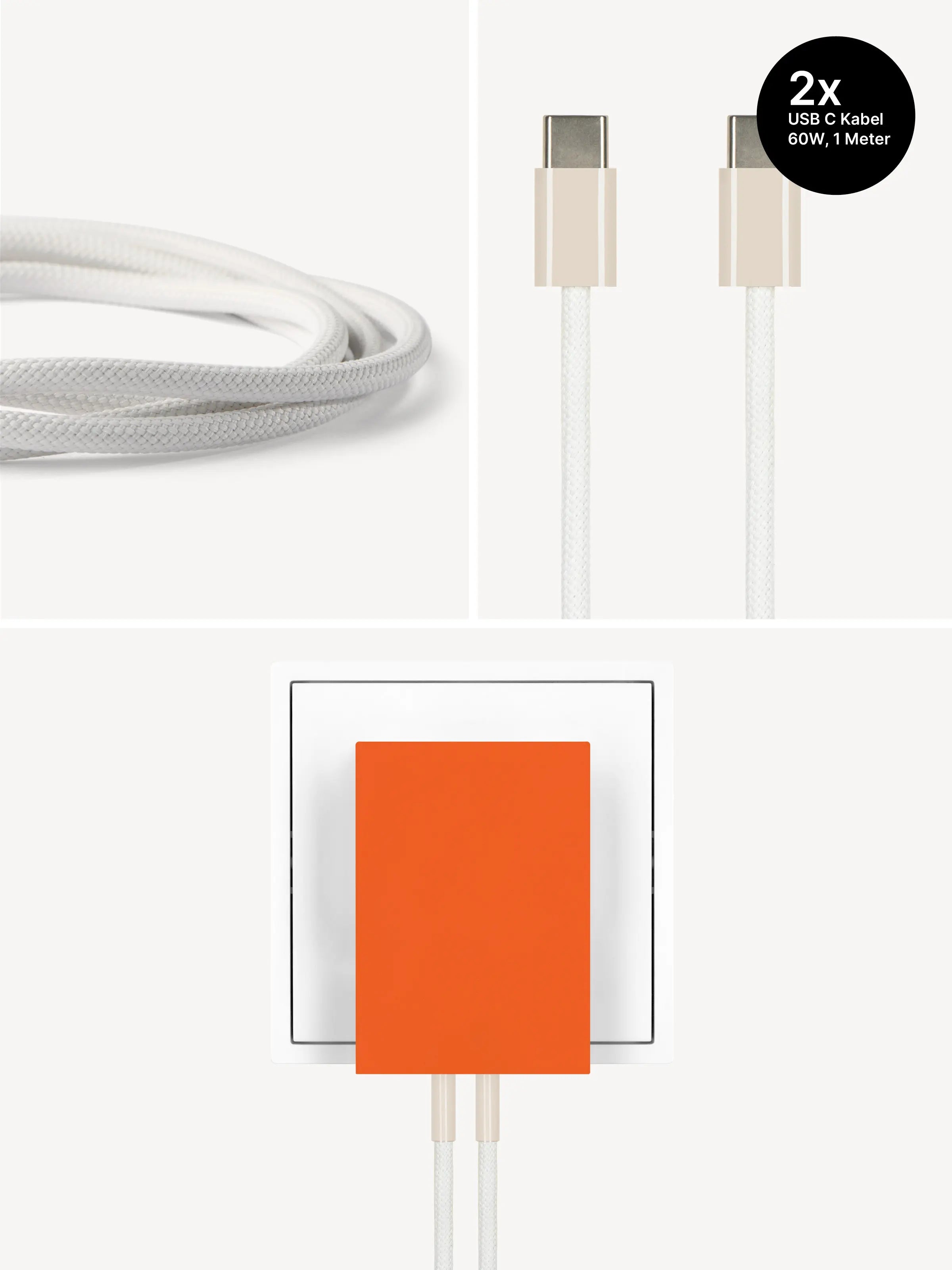 USB-C Ladegerät 65W + 2x USB-C Kabel (Dune)