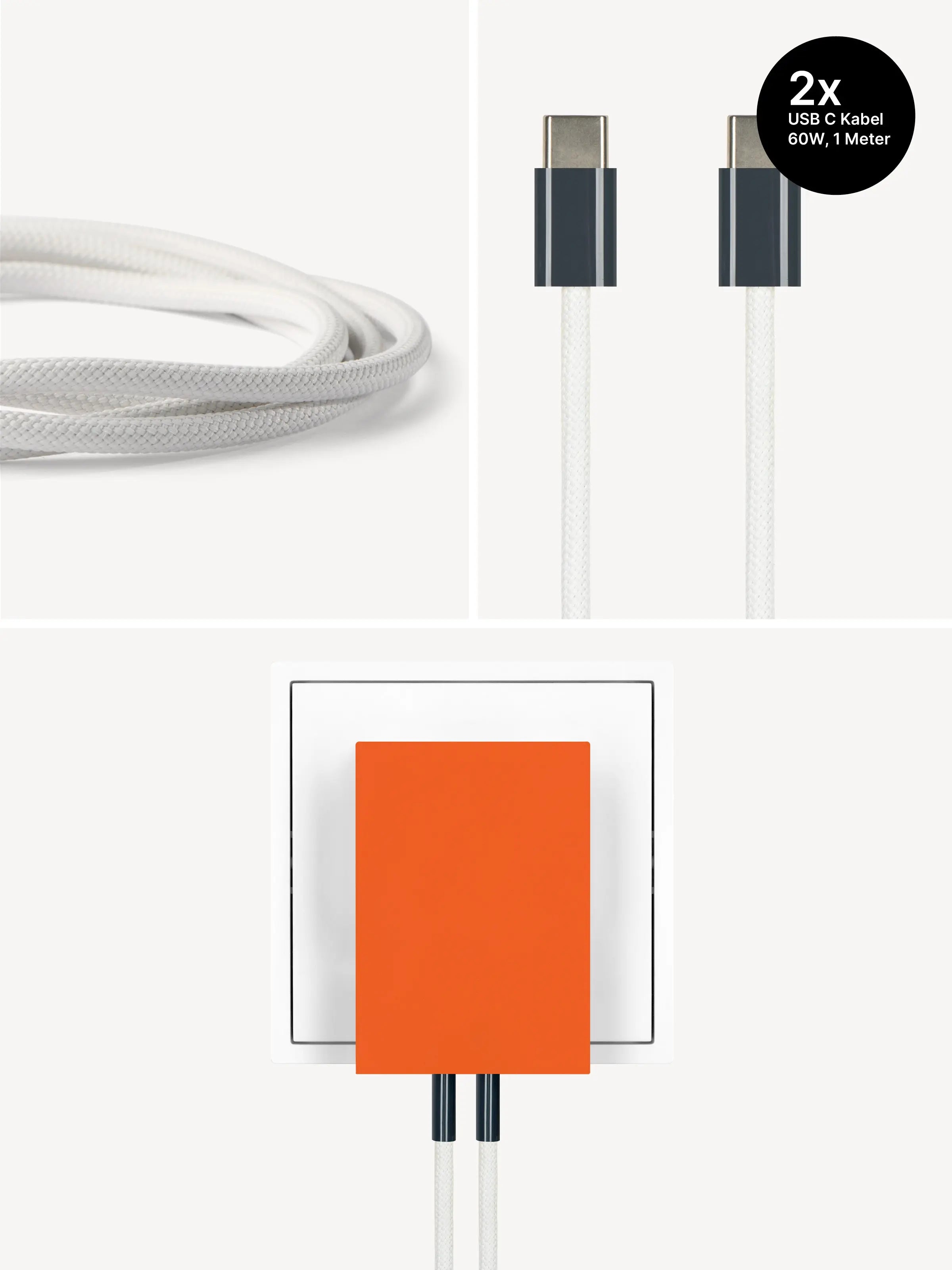 USB-C Ladegerät 65W + 2x USB-C Kabel (Midnight)