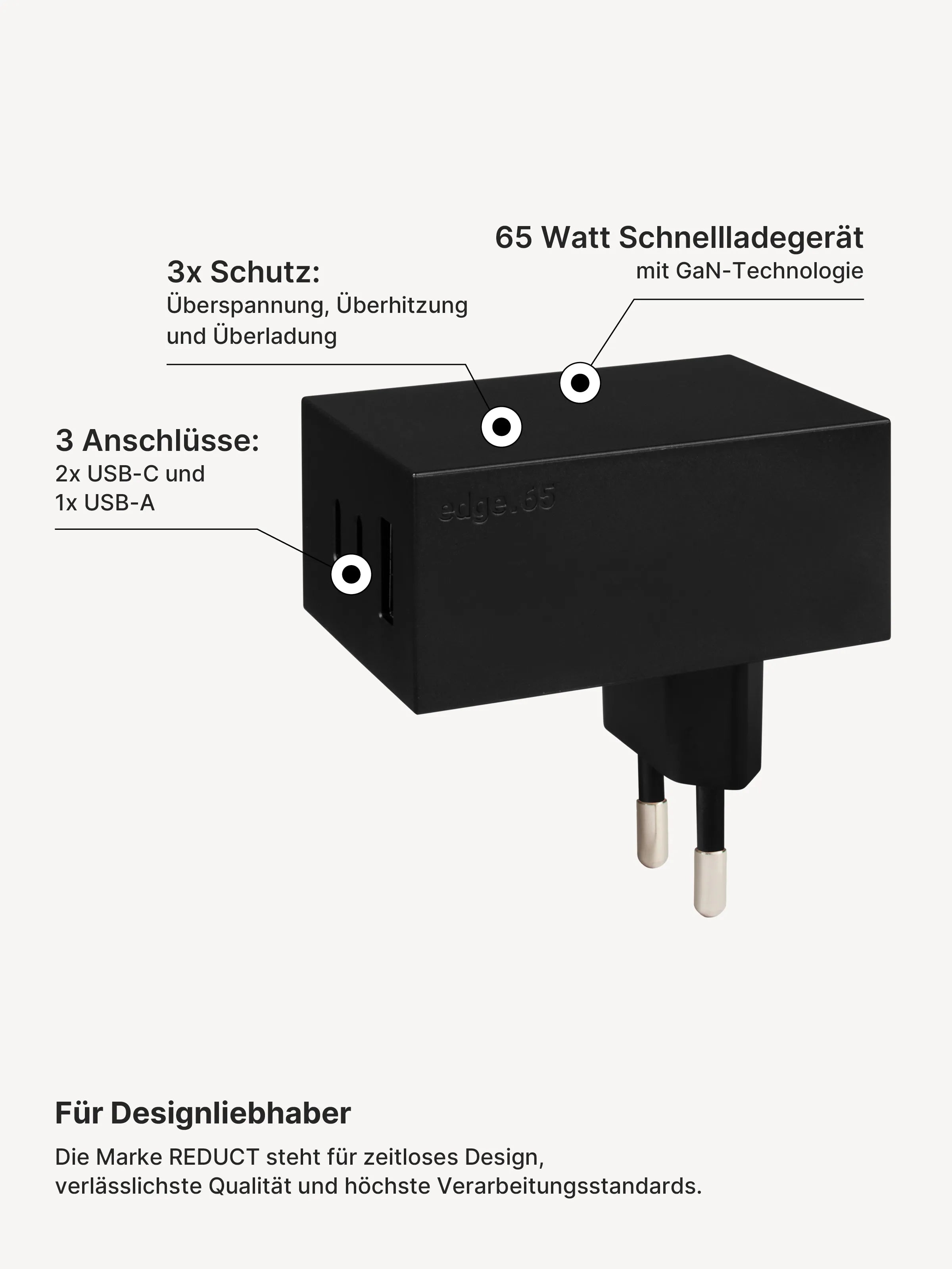 USB-C Ladegerät 65W + 2x USB-C Kabel (Autumn+Midnight)