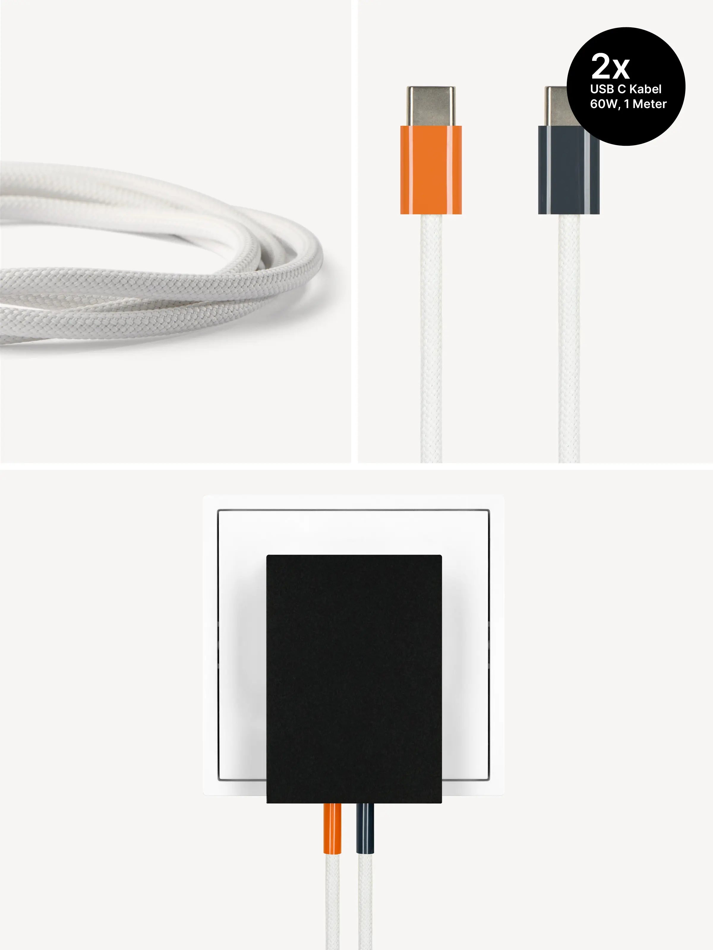 USB-C Ladegerät 65W + 2x USB-C Kabel (Autumn+Midnight)