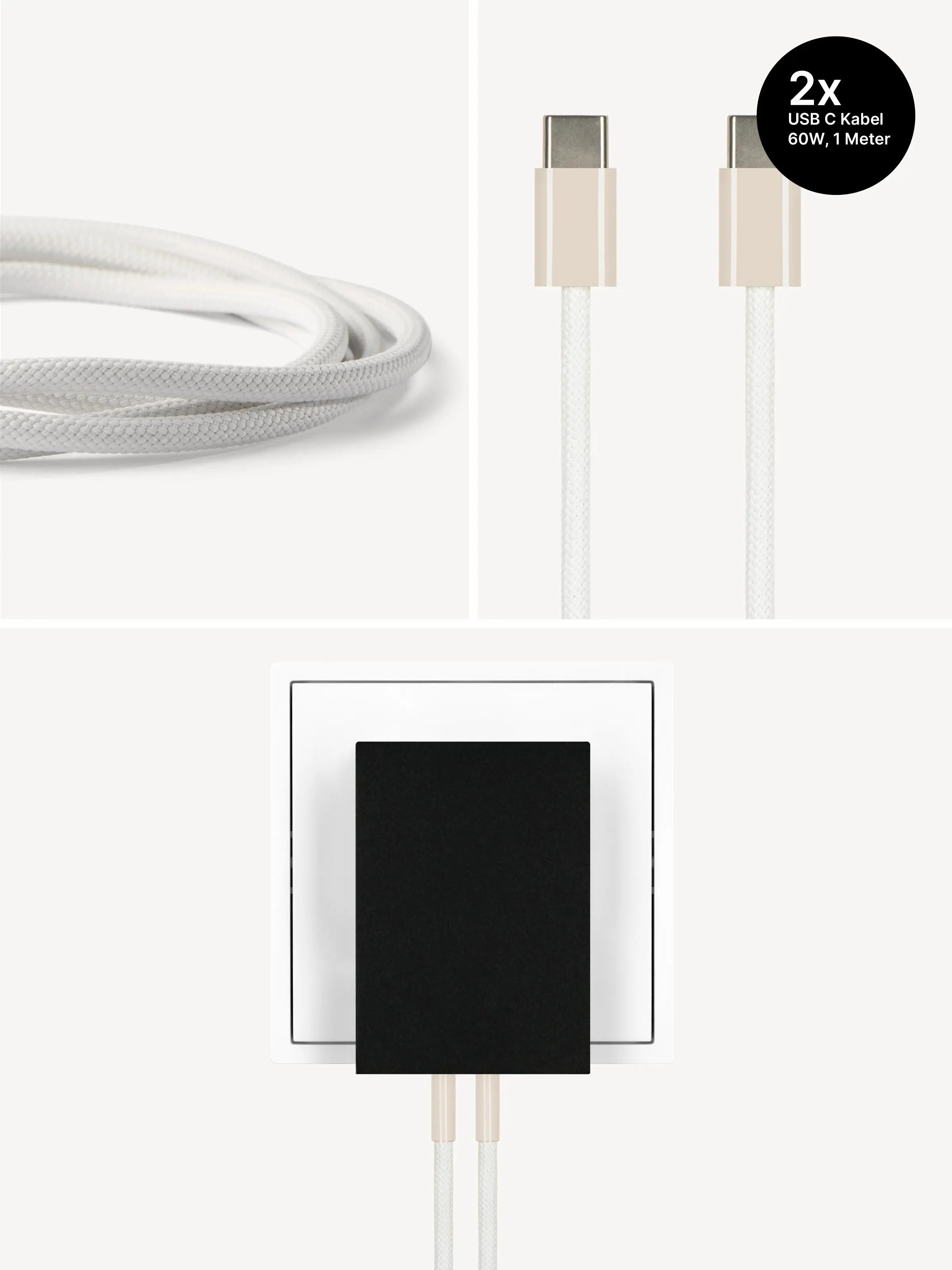 USB-C Ladegerät 65W + 2x USB-C Kabel (Dune)