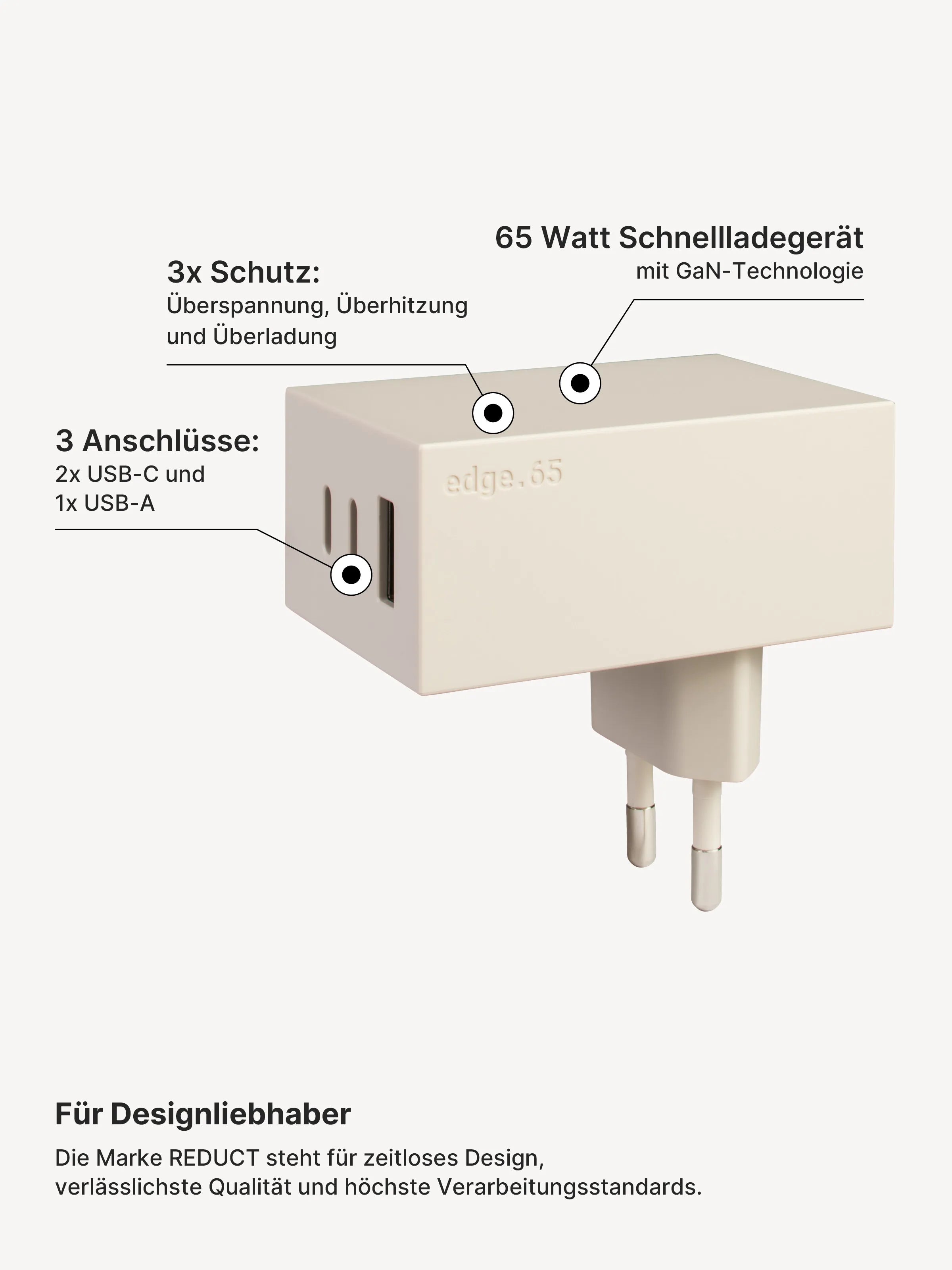 edge.65 (65 Watt) USB Ladegerät. Farbe: Dune
