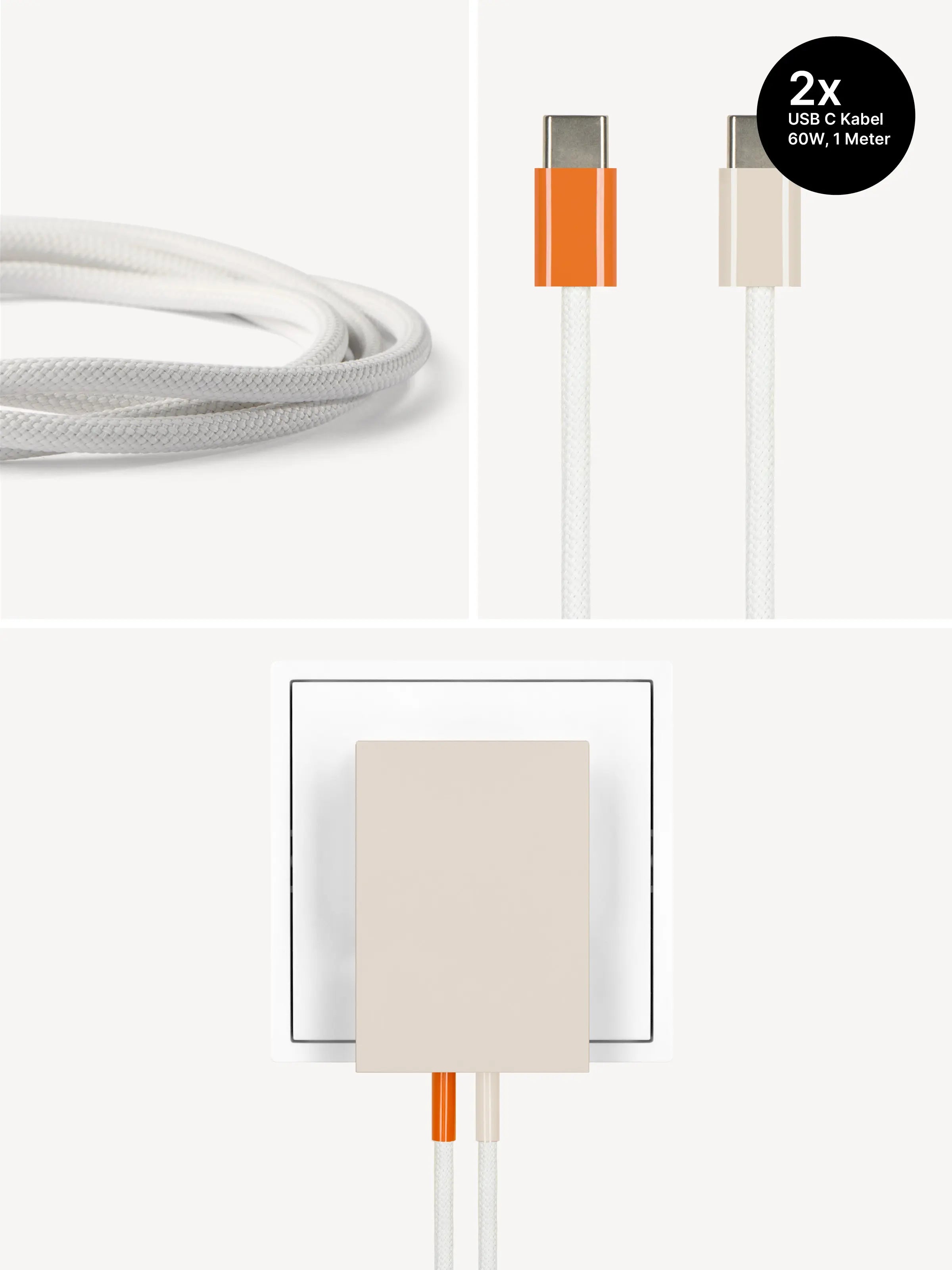 USB-C Ladegerät 65W + 2x USB-C Kabel (Autumn+Dune)