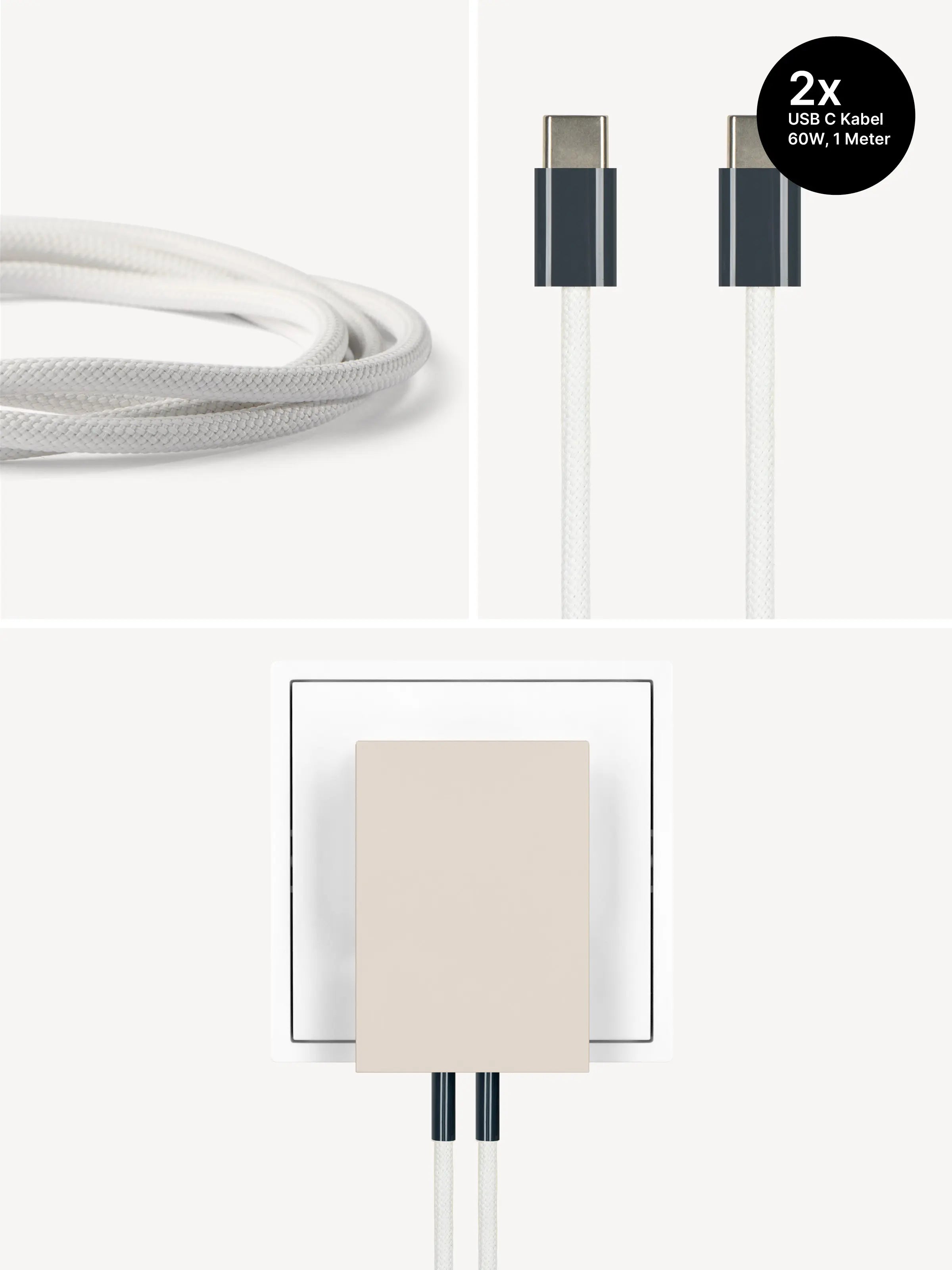 USB-C Ladegerät 65W + 2x USB-C Kabel (Midnight)