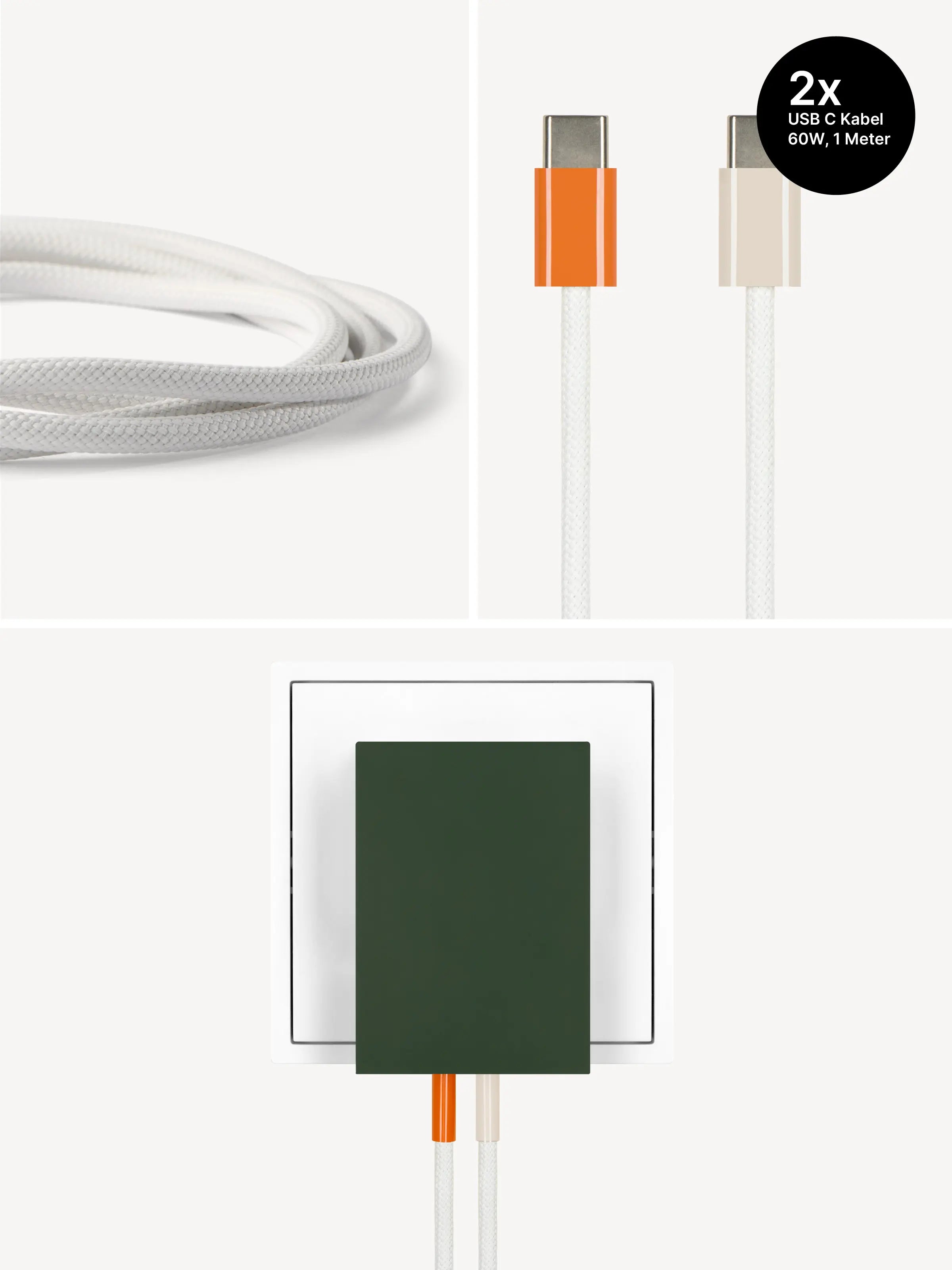 USB-C Ladegerät 65W + 2x USB-C Kabel (Autumn+Dune)