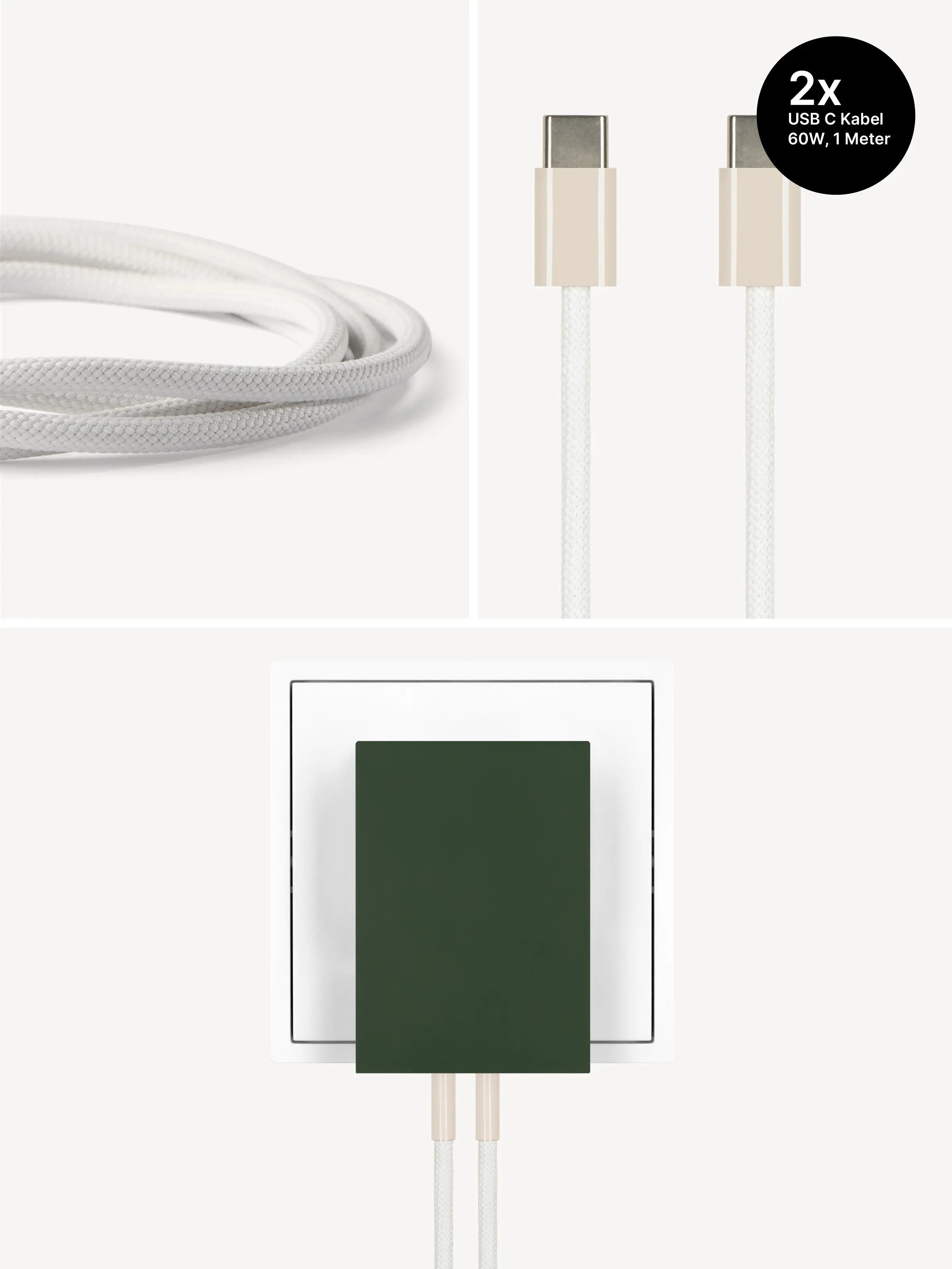 USB-C Ladegerät 65W + 2x USB-C Kabel (Dune)