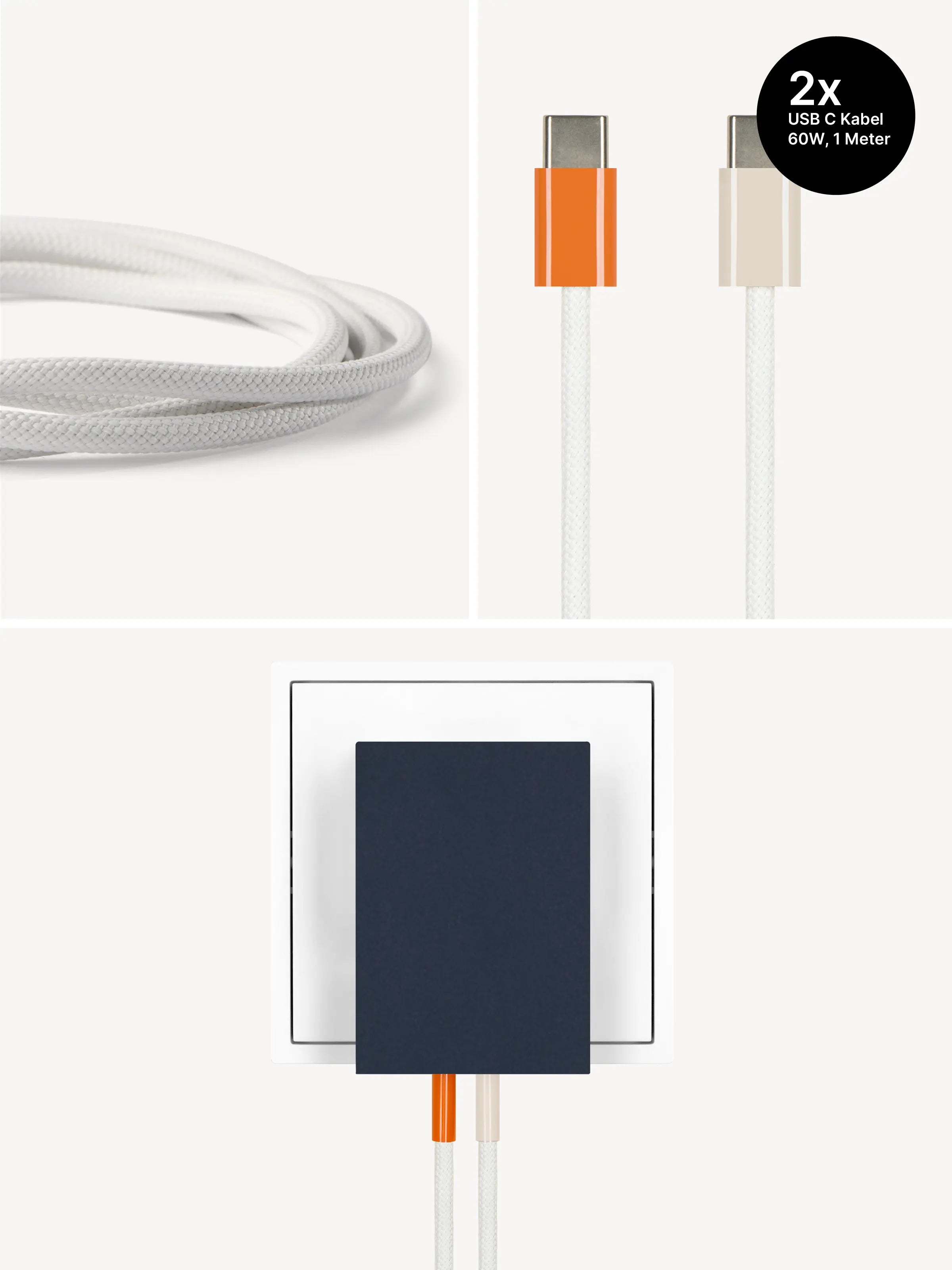 USB-C Ladegerät 65W + 2x USB-C Kabel (Autumn+Dune)