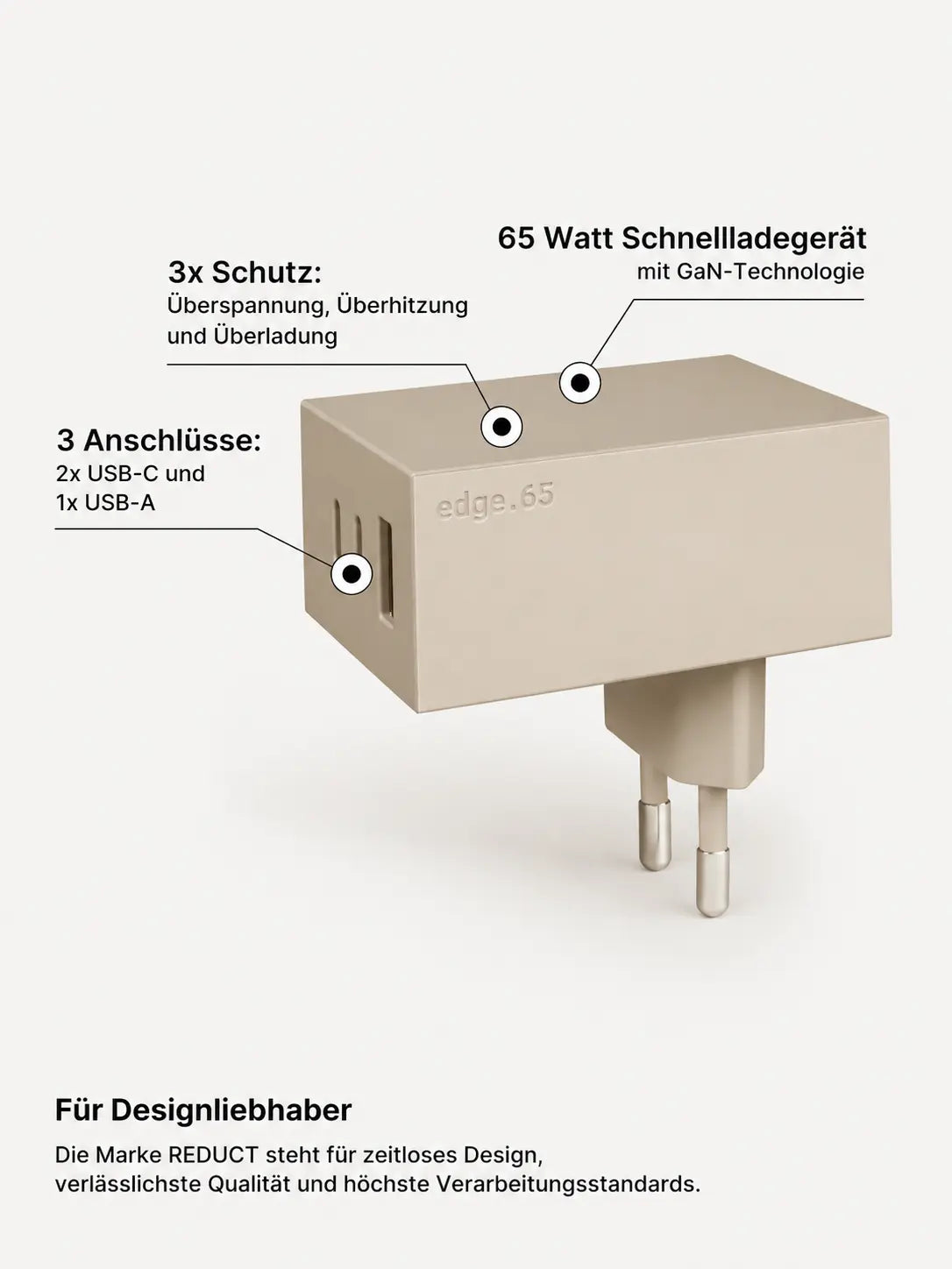 edge.65 (65 Watt) USB Ladegerät. Farbe: Sand