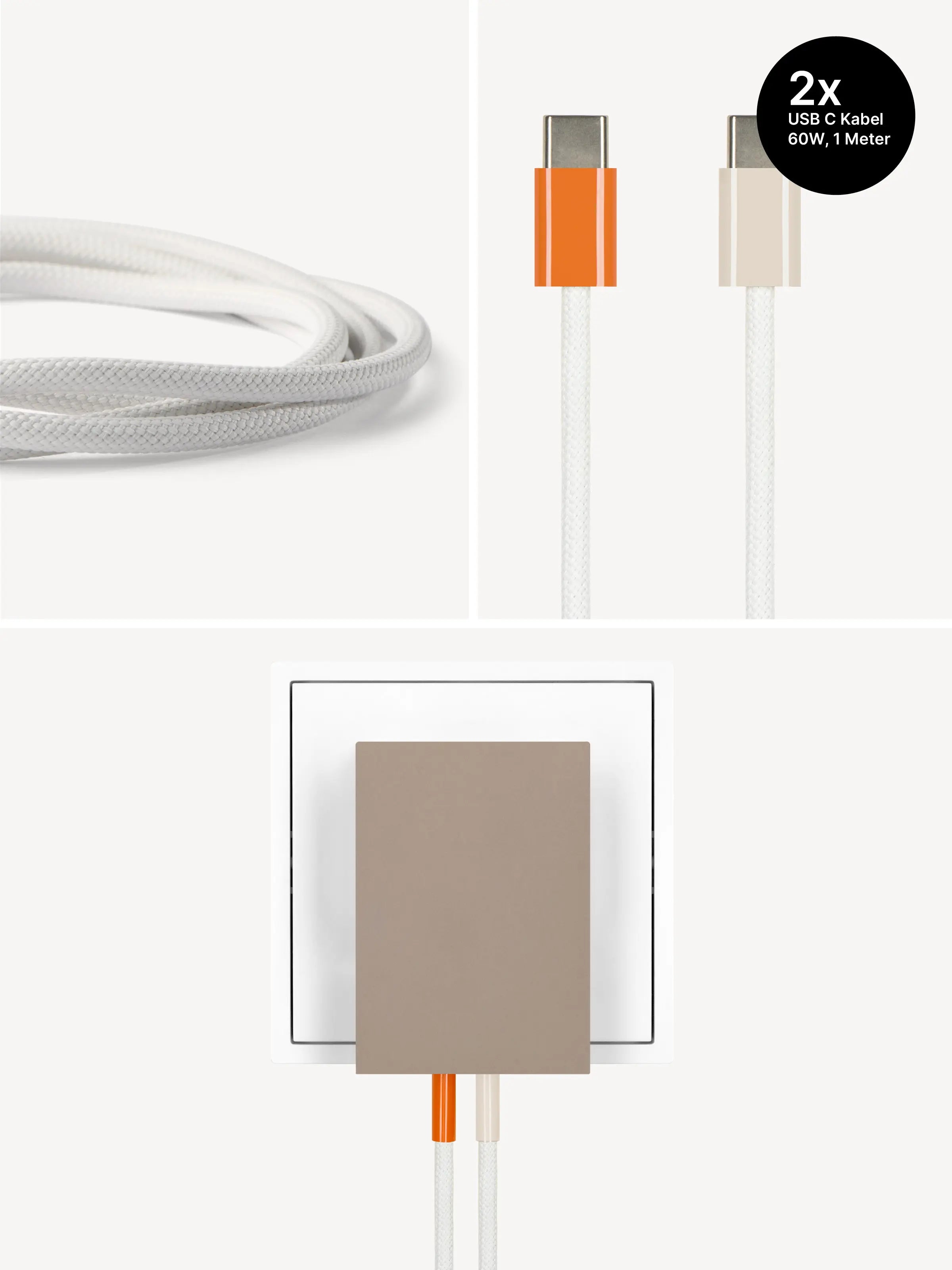 USB-C Ladegerät 65W + 2x USB-C Kabel (Autumn+Dune)