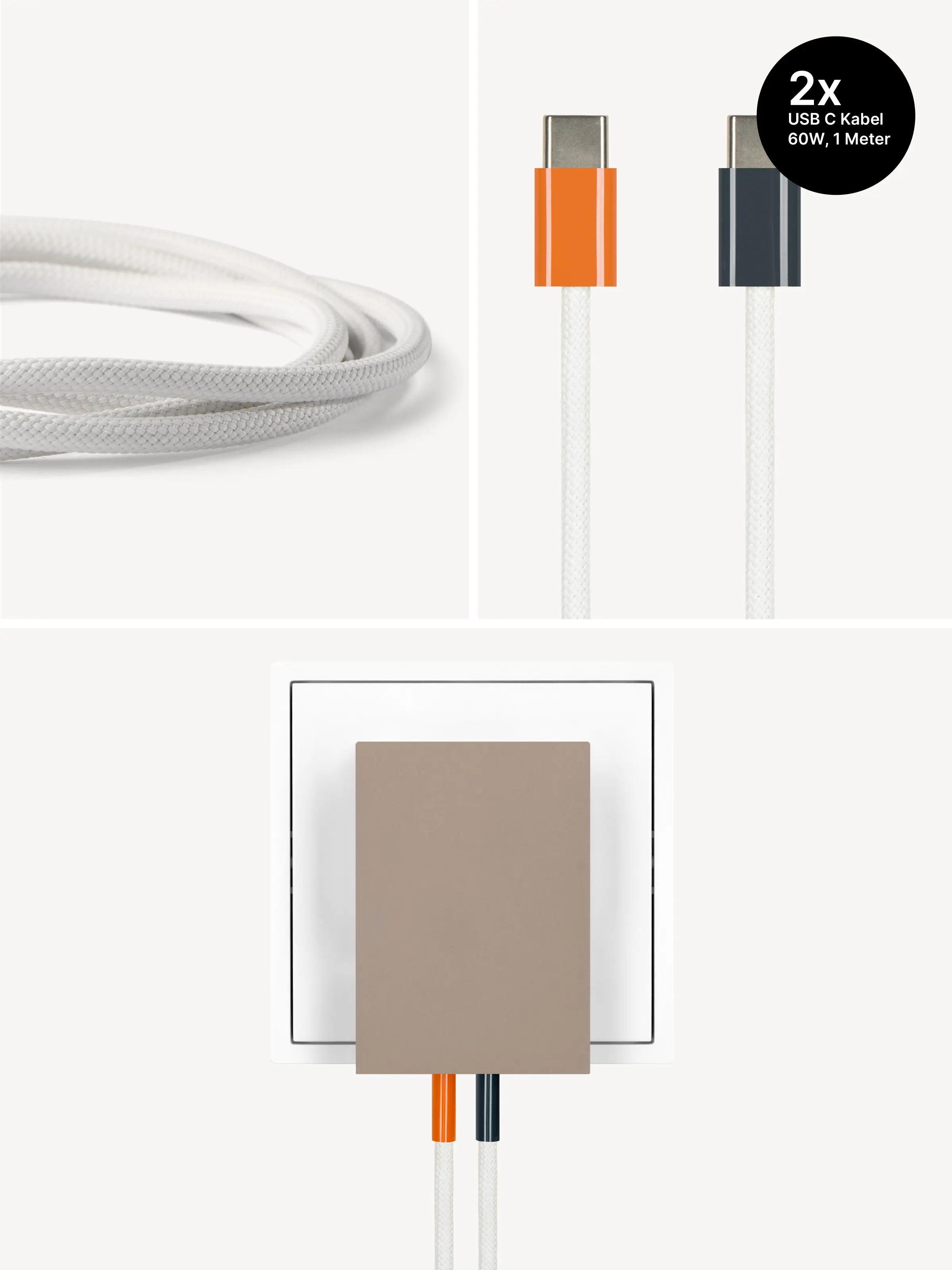 USB-C Ladegerät 65W + 2x USB-C Kabel (Autumn+Midnight)