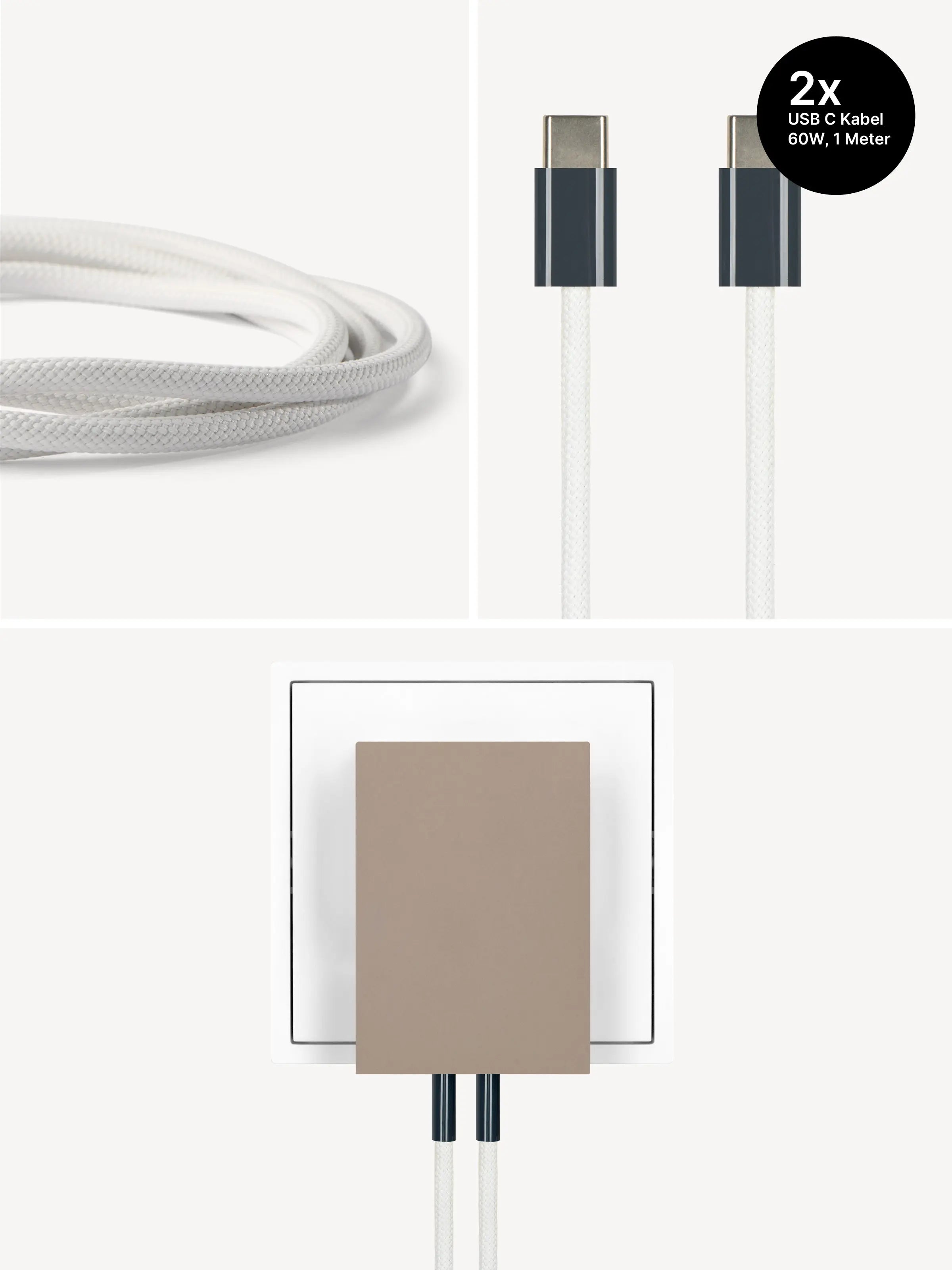USB-C Ladegerät 65W + 2x USB-C Kabel (Midnight)