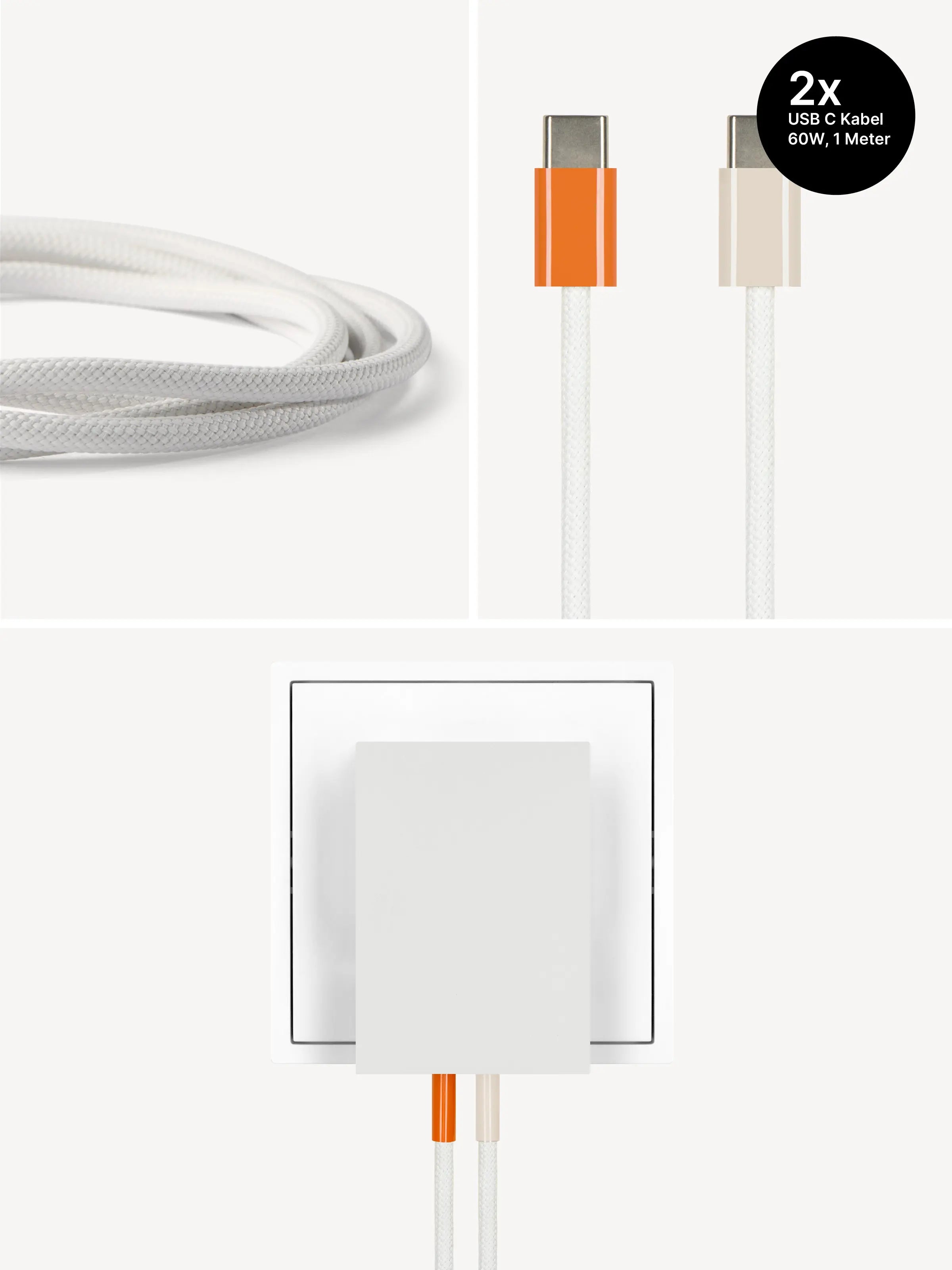 USB-C Ladegerät 65W + 2x USB-C Kabel (Autumn+Dune)