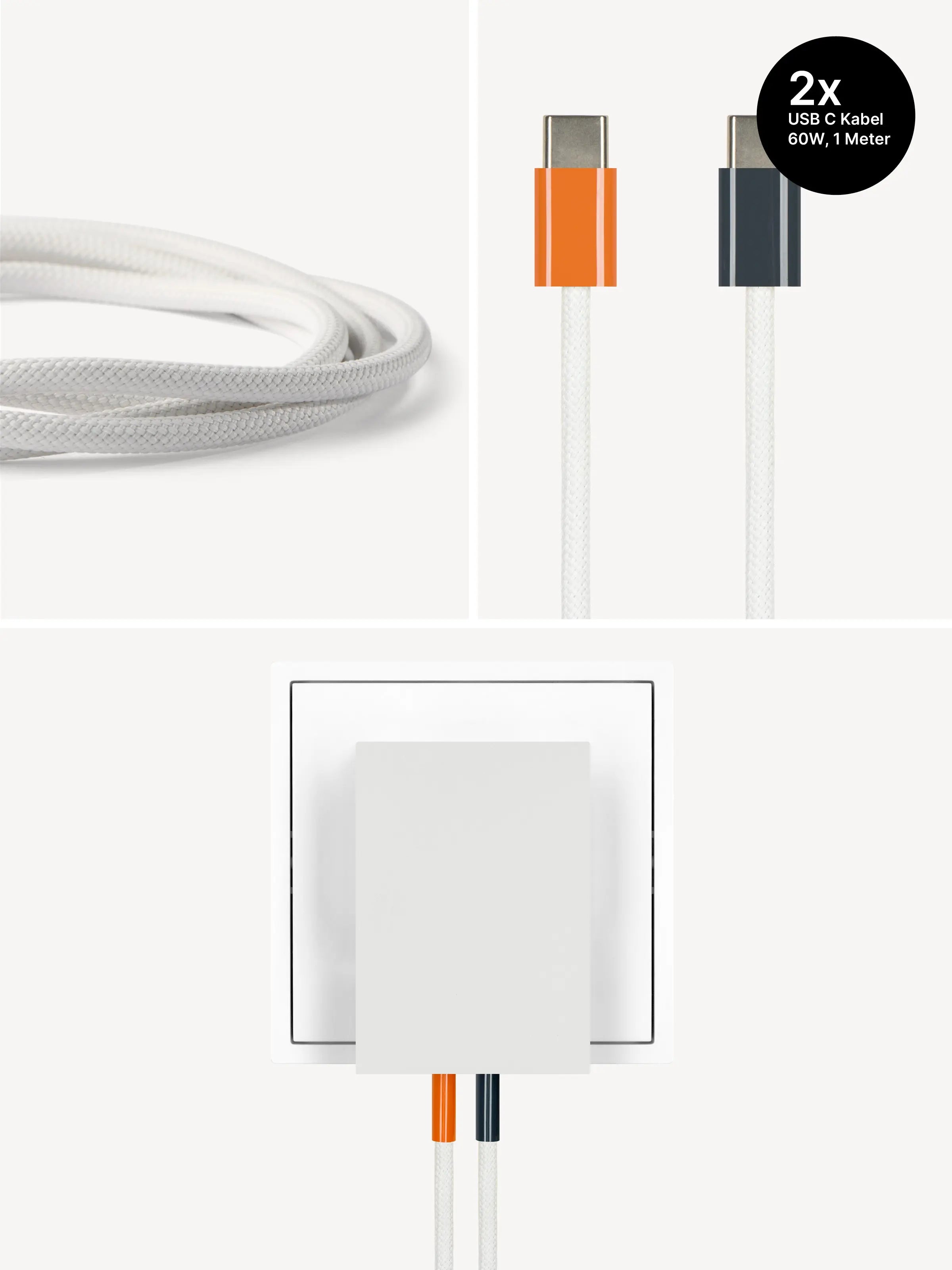 USB-C Ladegerät 65W + 2x USB-C Kabel (Autumn+Midnight)