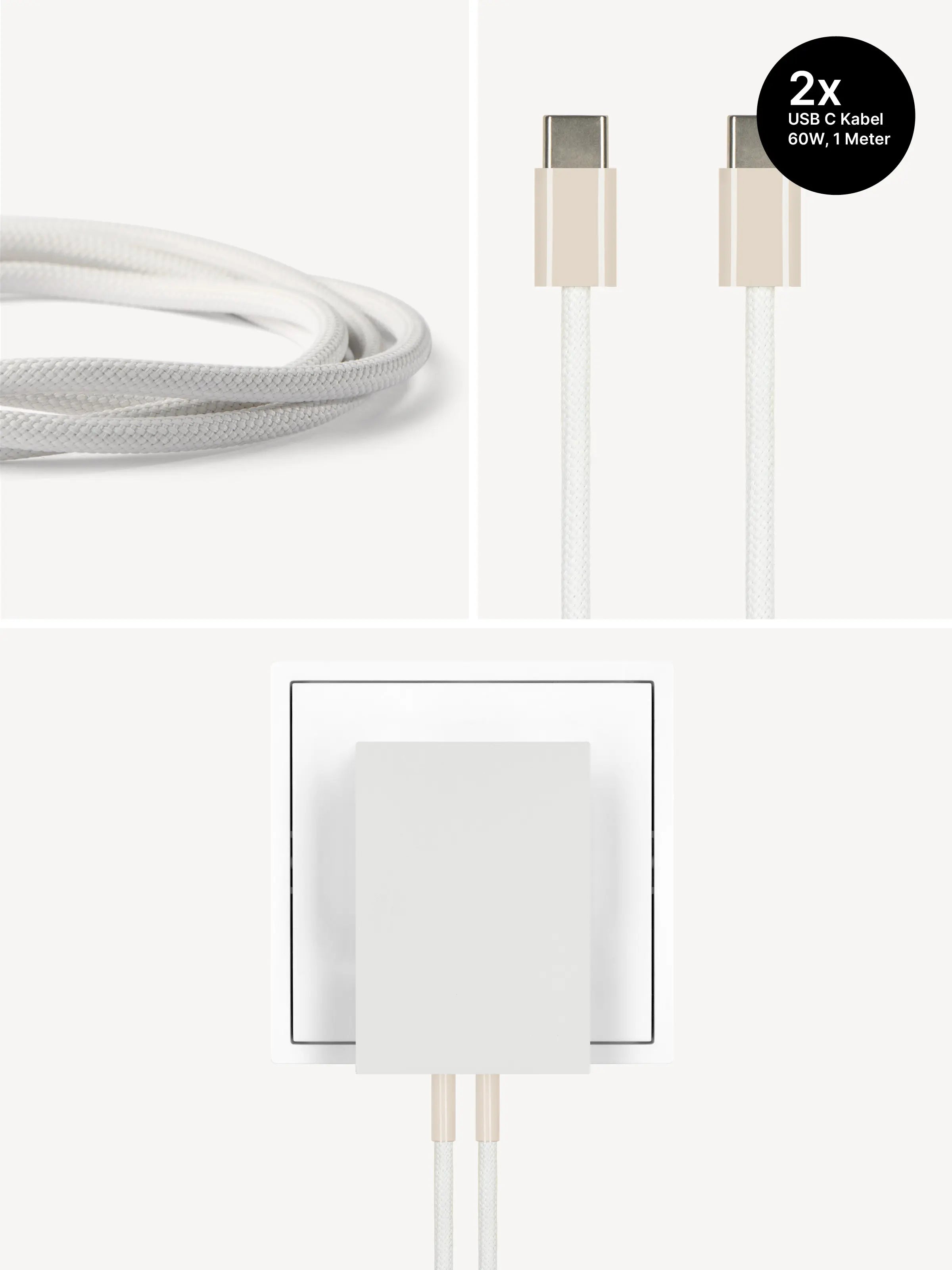 USB-C Ladegerät 65W + 2x USB-C Kabel (Dune)