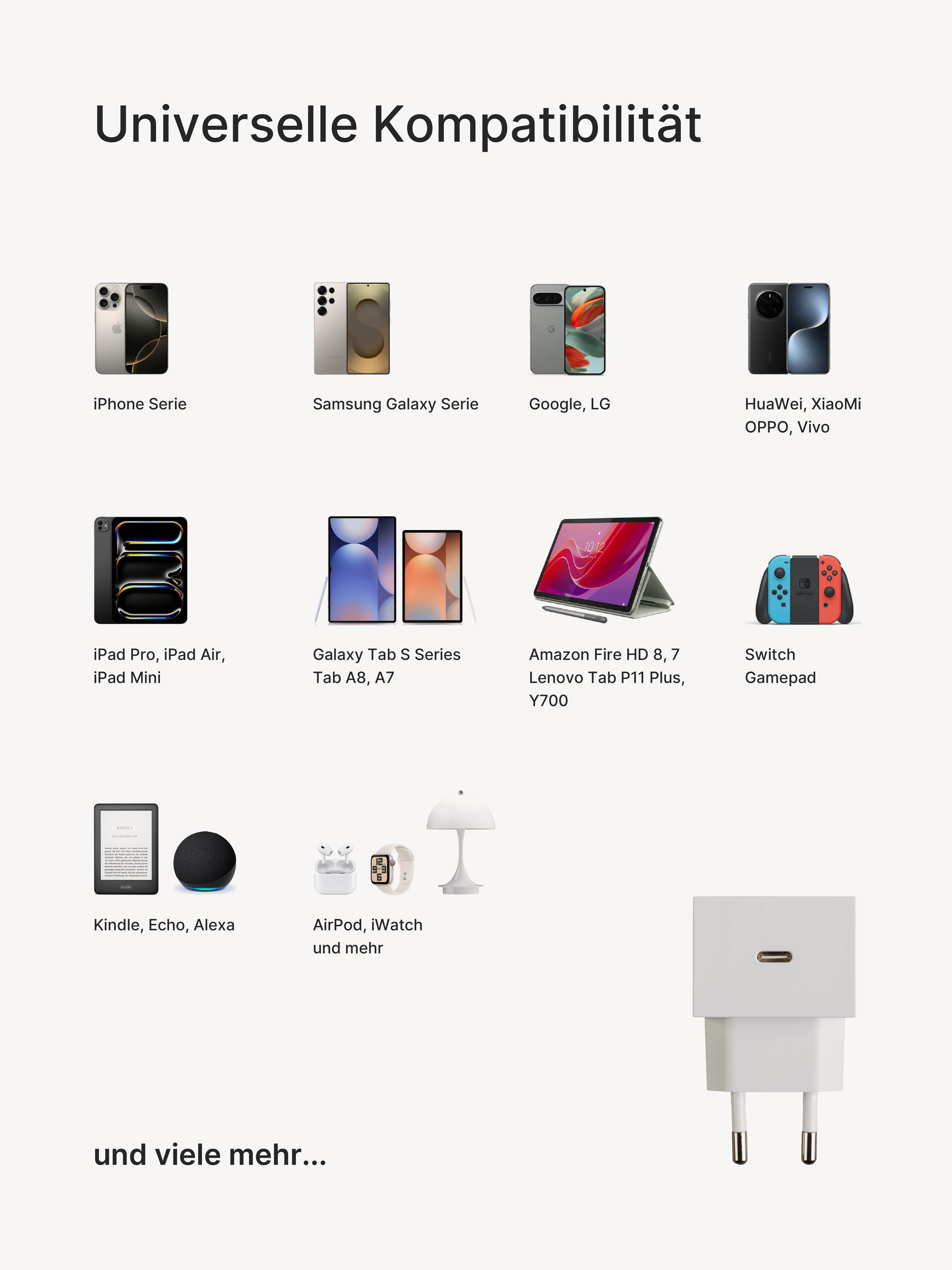 USB-C Ladegerät 35W (White) + USB-C Kabel (Autumn)