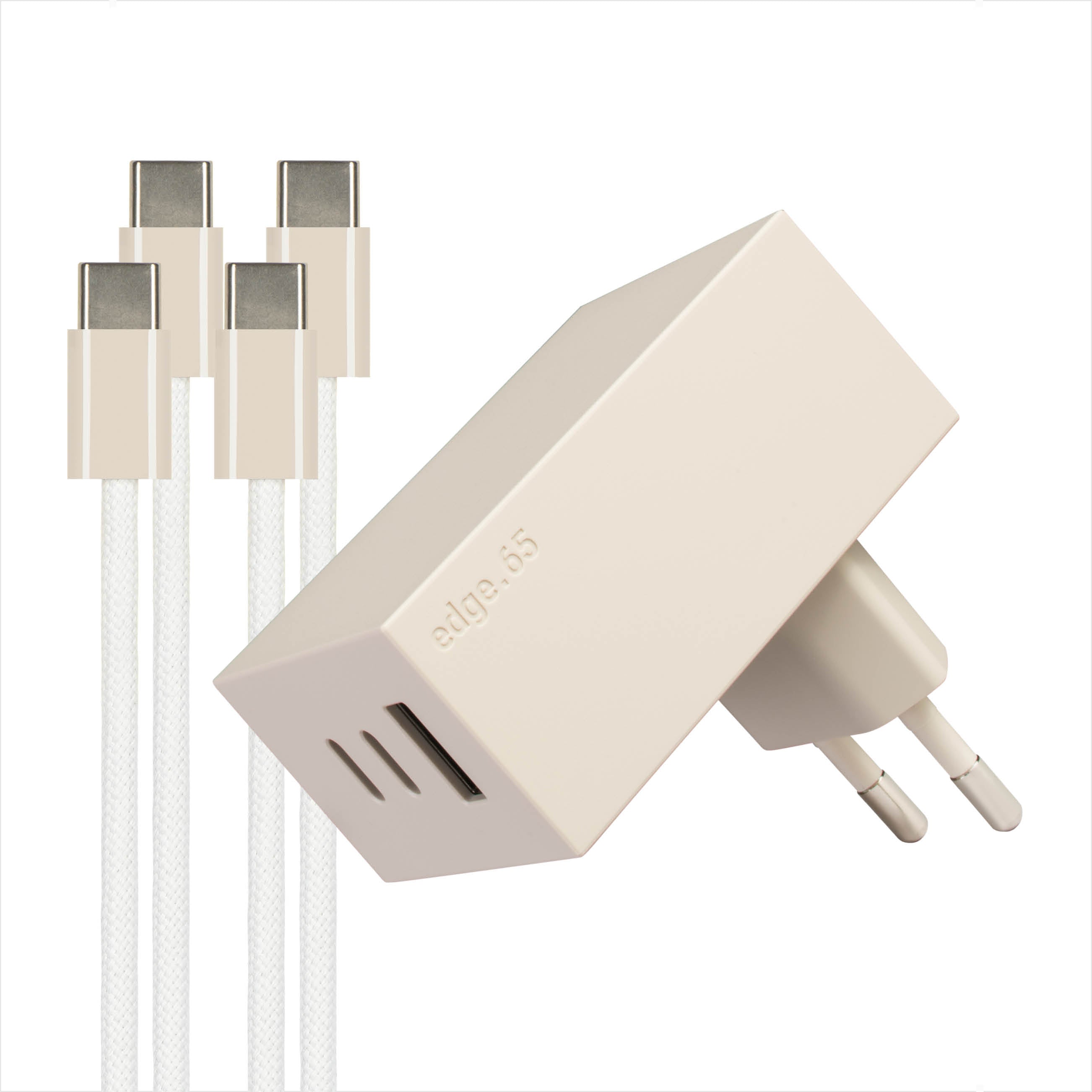 USB-C Ladegerät 65W + 2x USB-C Kabel (Dune)