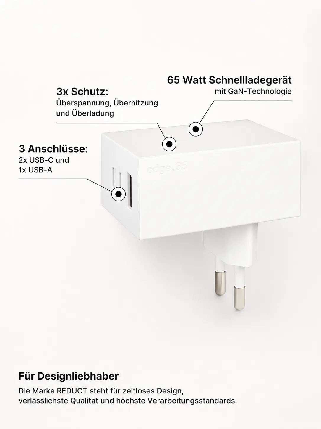 edge.65 (65 Watt) USB Ladegerät. Farbe: White