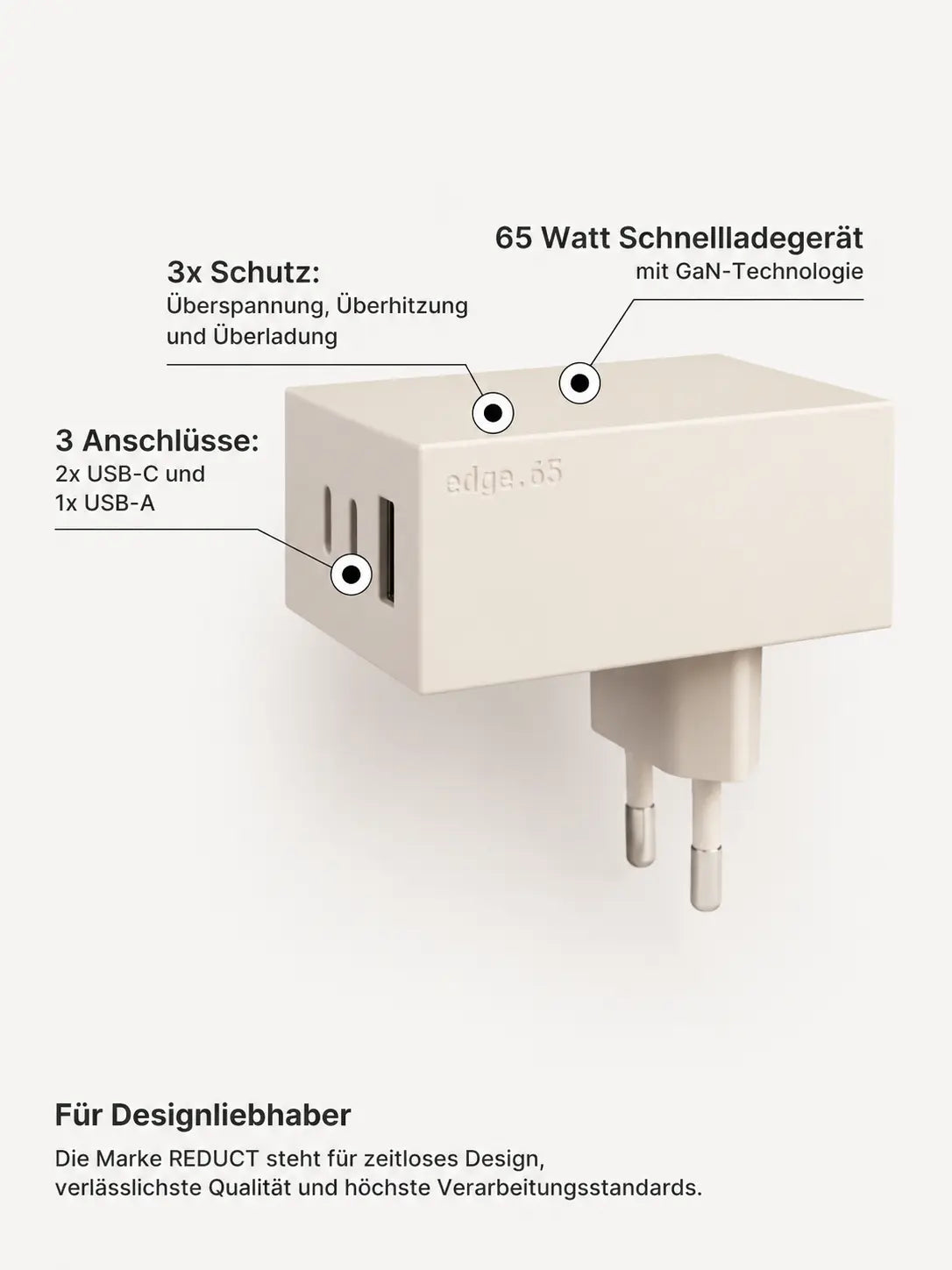 edge.65 (65 Watt) USB Ladegerät. Farbe: Dune